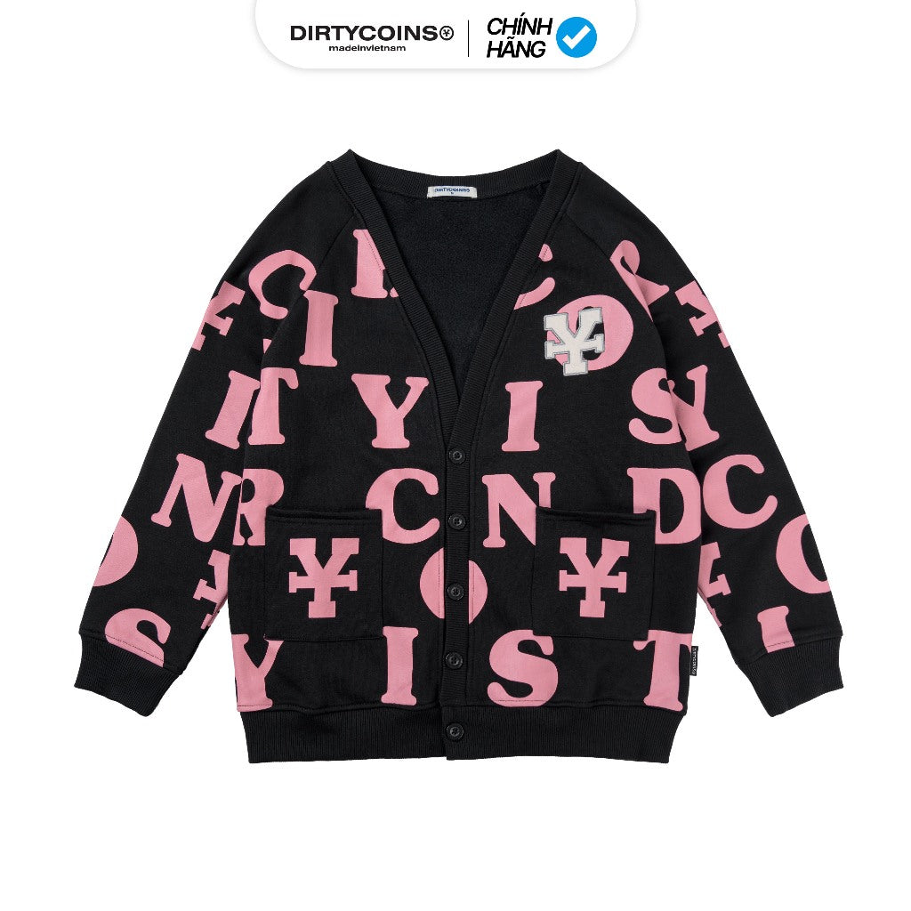 DirtyCoins Print Cardigan - Black/Pink