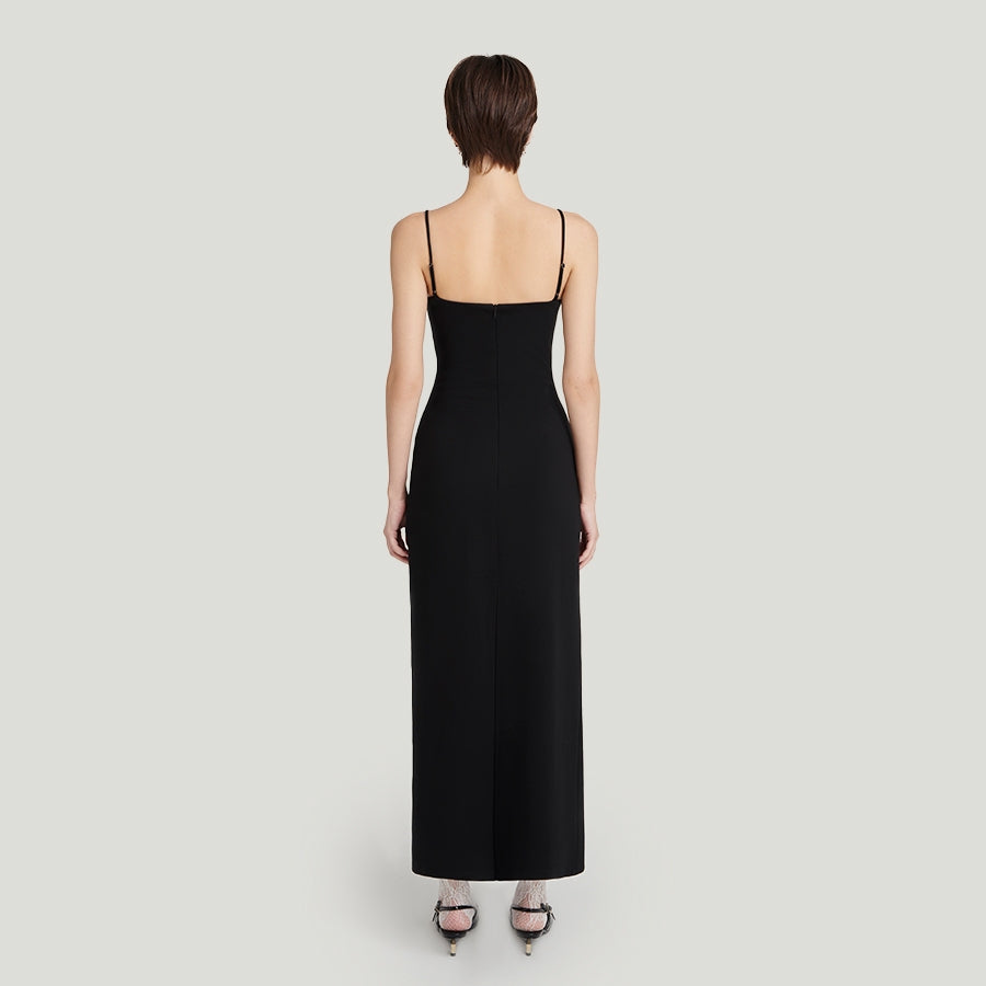 DEAR JOSÉ - HELL IN BLOOM midi dress in black jersey