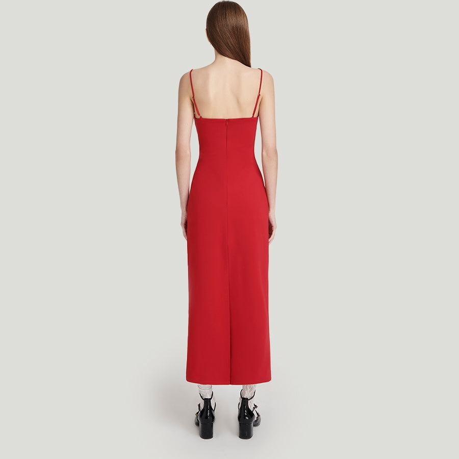 DEAR JOSÉ - HELL IN BLOOM midi dress in cherry red jersey