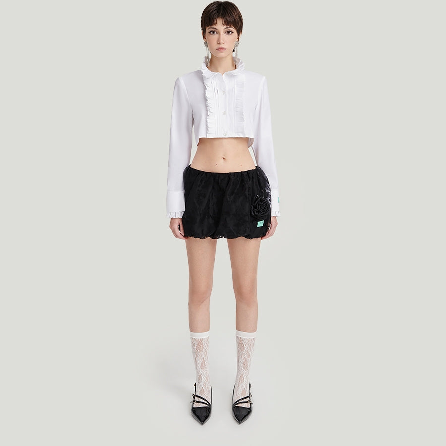 DEAR JOSÉ - MINTHE high neck crop top in white poplin