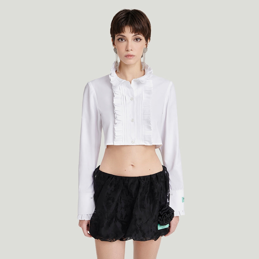 DEAR JOSÉ - MINTHE high neck crop top in white poplin