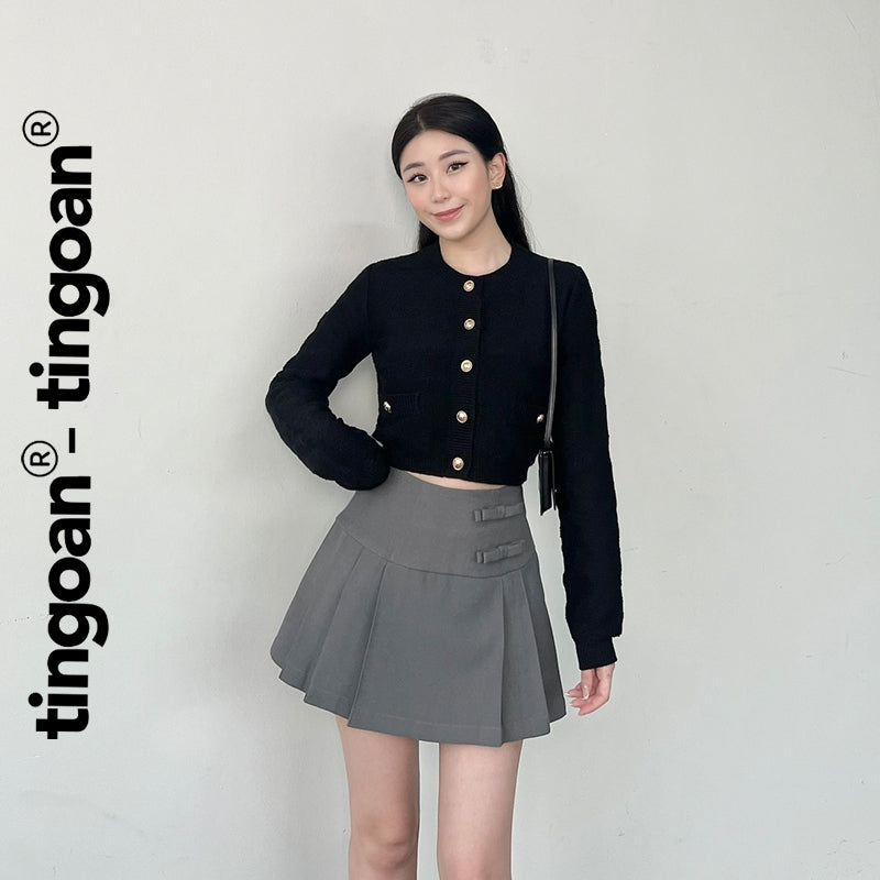 TINGOAN® - Gray pleated bow skirt HANA SKIRT/GR LATEST VERSION June 2024