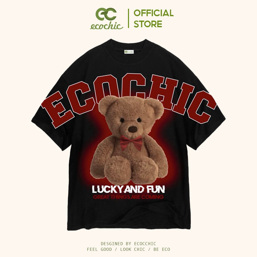 ECOCHIC LUCKY TEDDY BEAR T-Shirt Tee Local Brand Genuine Unisex Loose Form Oversize Premium Cotton 100% F578 