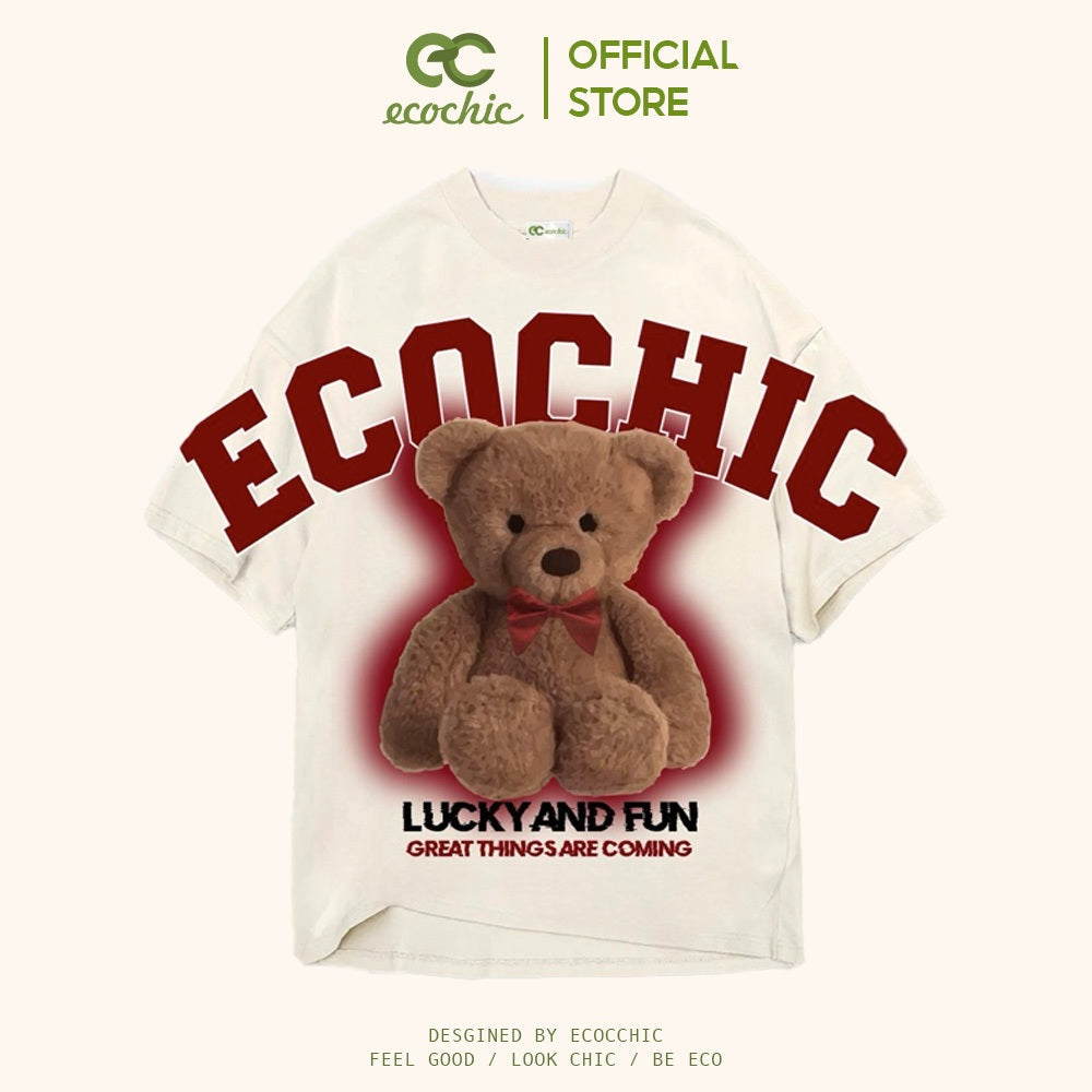 ECOCHIC LUCKY TEDDY BEAR T-Shirt Tee Local Brand Genuine Unisex Loose Form Oversize Premium Cotton 100% F578 