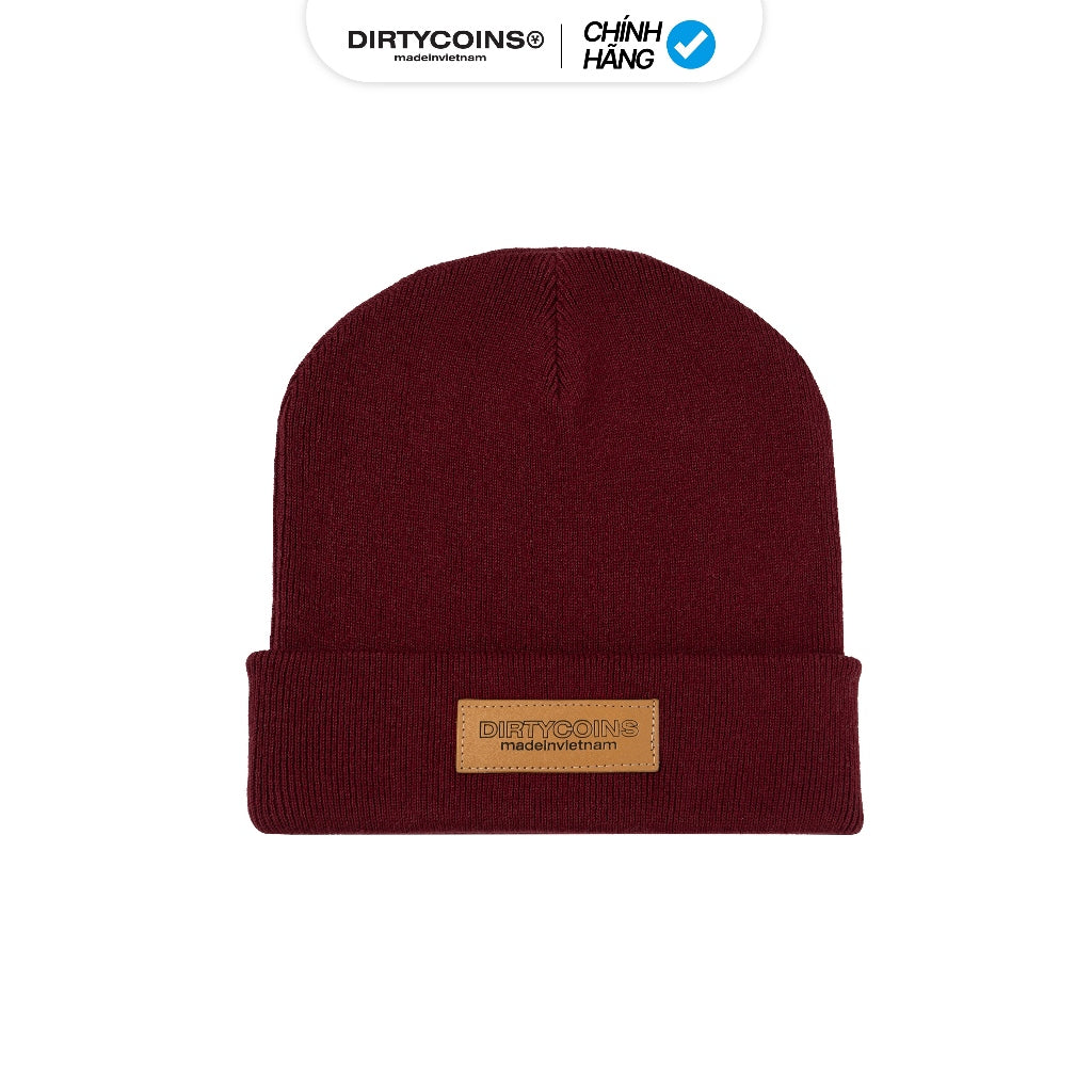 DirtyCoins Leather Patch Beanie Hat