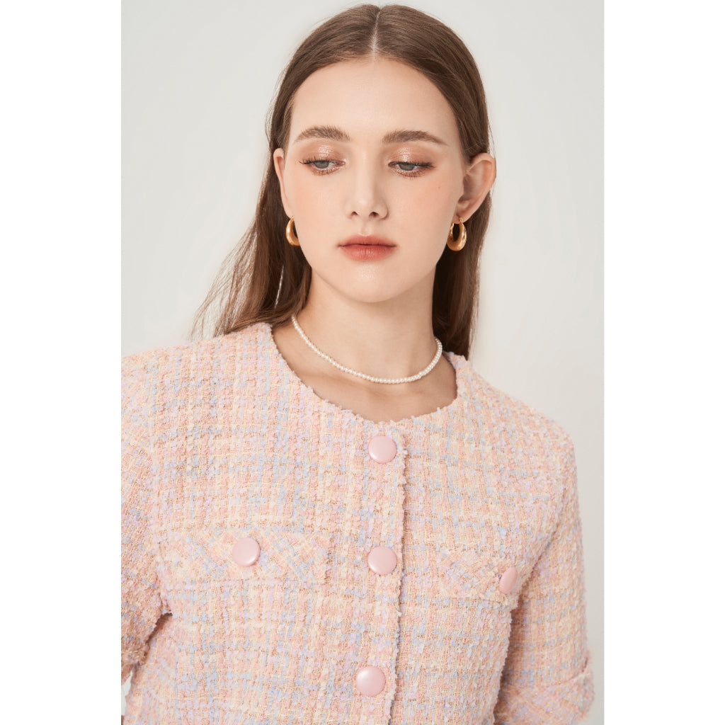 Callie Candy Short Sleeve Tweed Jacket | 3794 | Lana Official