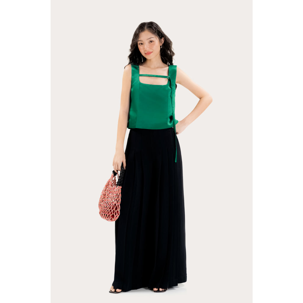 LIBÉ WORKSHOP - Black full-front pleated wide leg pants