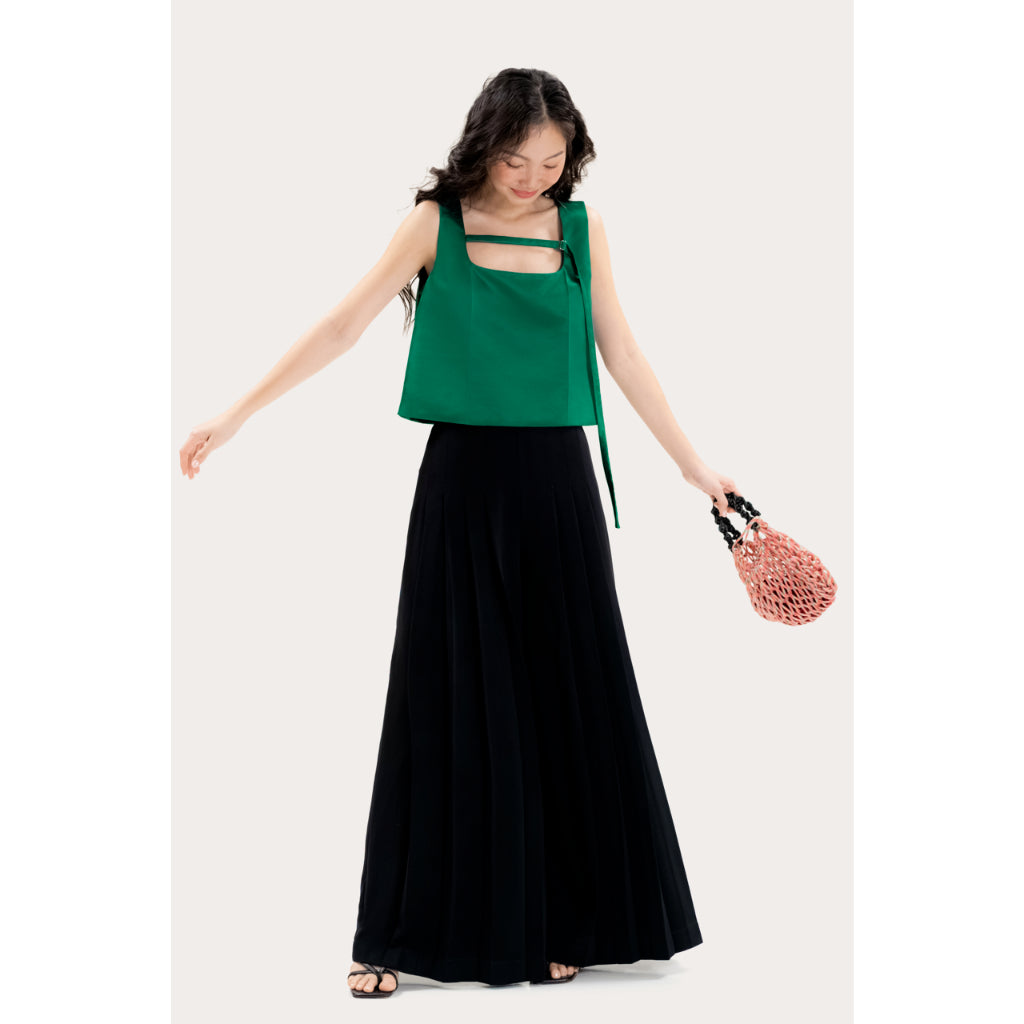 LIBÉ WORKSHOP - Black full-front pleated wide leg pants