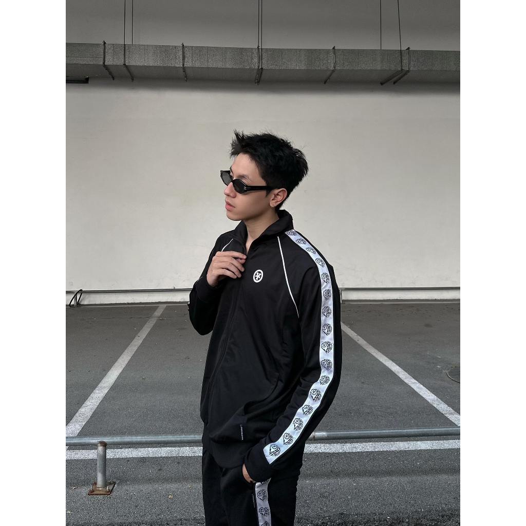 Áo Khoác DirtyCoins Logo Striped Track Jacket - Black