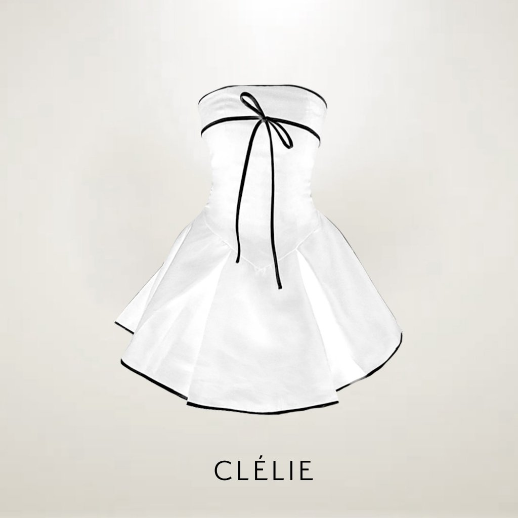 Metallic tafta pleated bow tie dress | FUSSY DRESS - CLÉLIE 