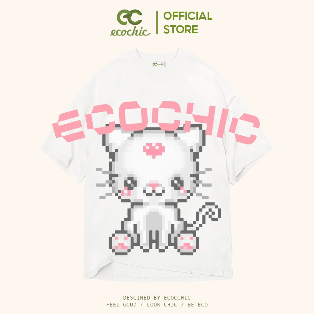 ECOCHIC PIXEL-CAT Tee Local Brand Authentic Unisex Oversize Premium Cotton 100% F630