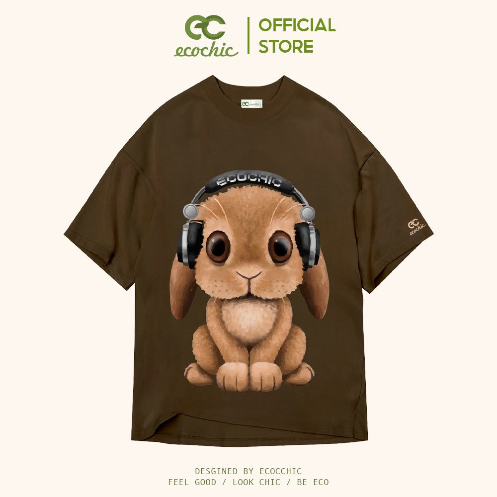 ECOCHIC RABBIT HEADPHONE T-Shirt Tee Local Brand Genuine Unisex Loose Form Oversize Premium Cotton 100% F649 