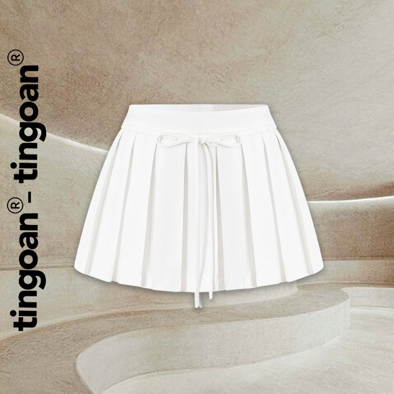 TINGOAN® - White low-waist skirt with bow tie waist NINA SKIRT/WH LATEST VERSION June 2024