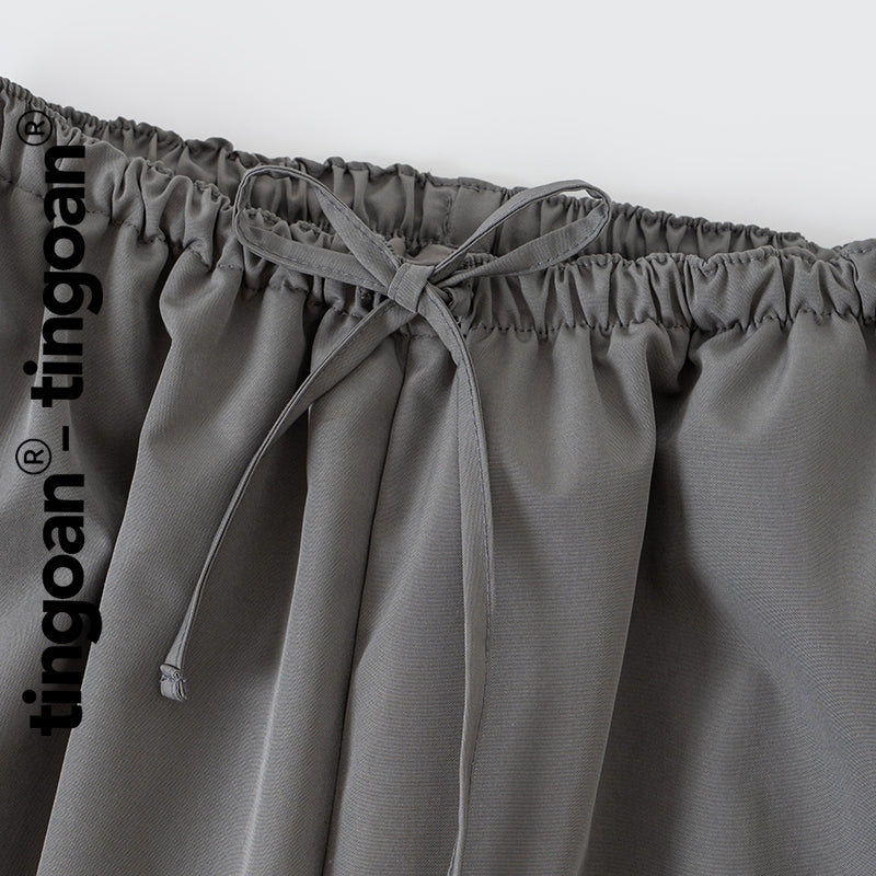 TINGOAN® - HIGHWAY PANTS/GR gray 2-layer elastic drawstring pants