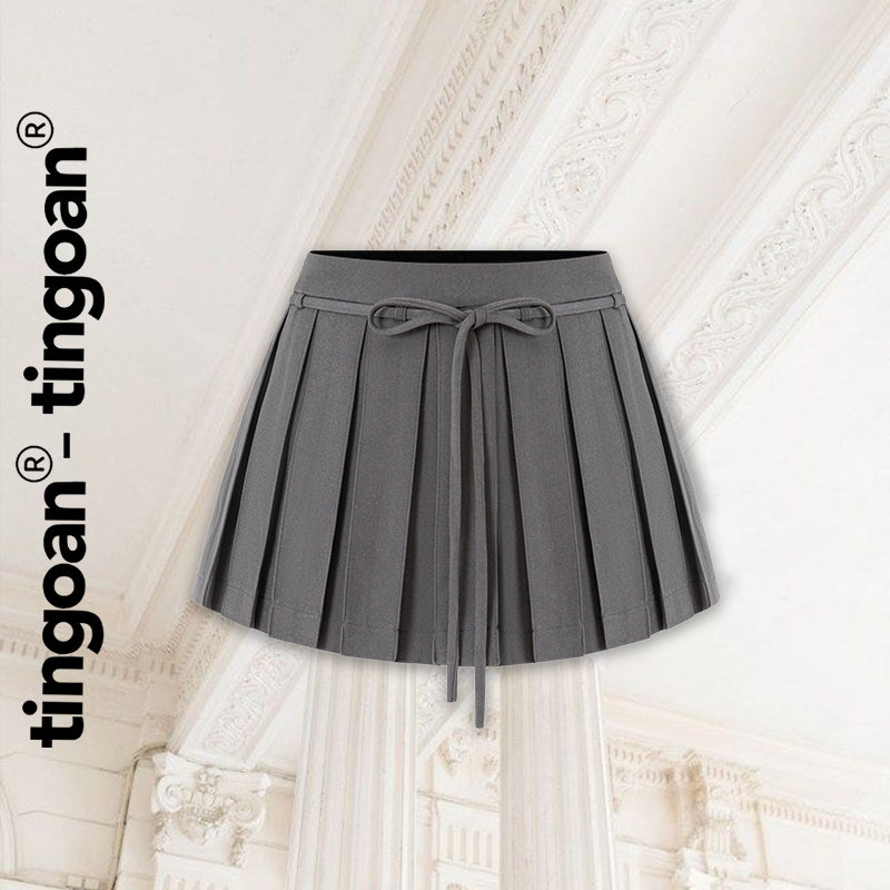 TINGOAN® - Chân váy cạp thấp đen phối dây nơ eo xếp NINA SKIRT/GR PHIÊN BẢN MỚI NHẤT T6/2024