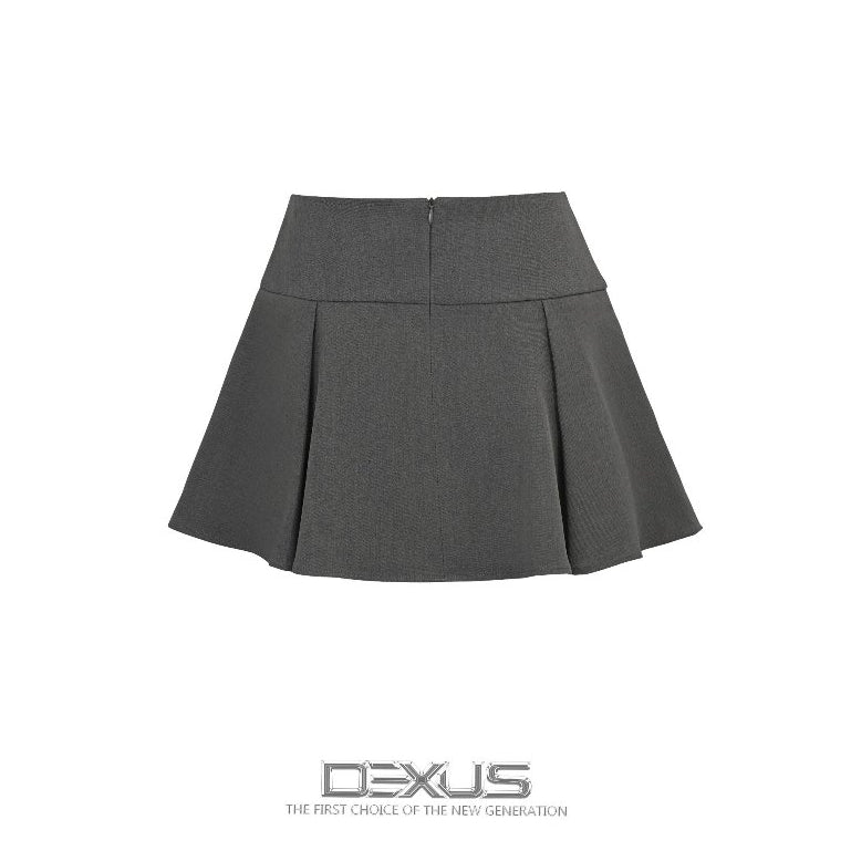 Chân Váy Xoè Xếp Ly Nữ   BASSIC SKIRT GHI _DXCV120426G