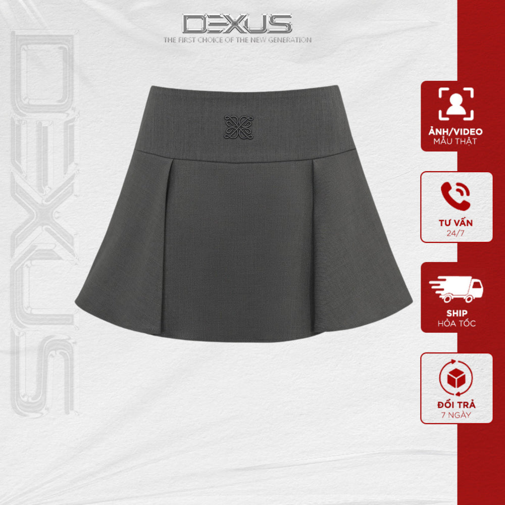 Chân Váy Xoè Xếp Ly Nữ   BASSIC SKIRT GHI _DXCV120426G