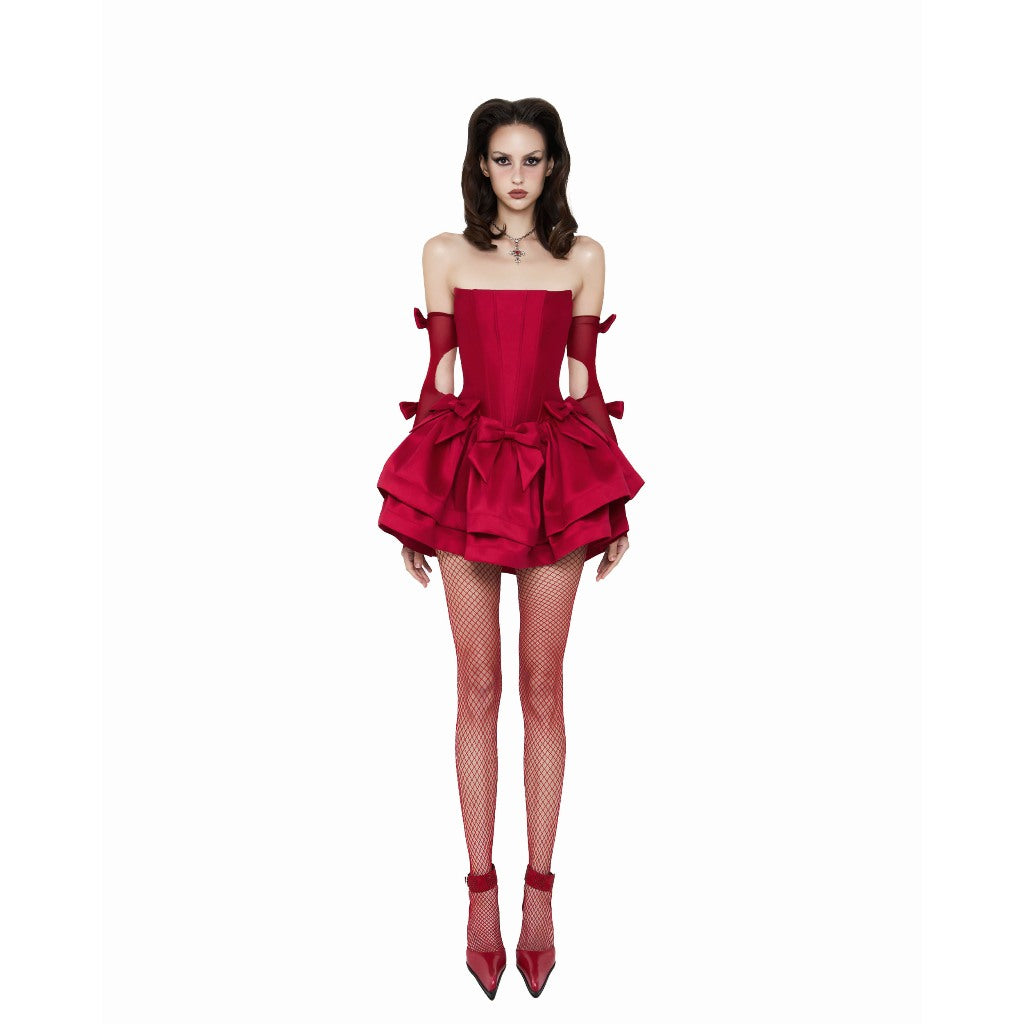 [Limited Edtion] Haze Corset Flared Dress with Bow and Gloves LSEOUL V2301581 