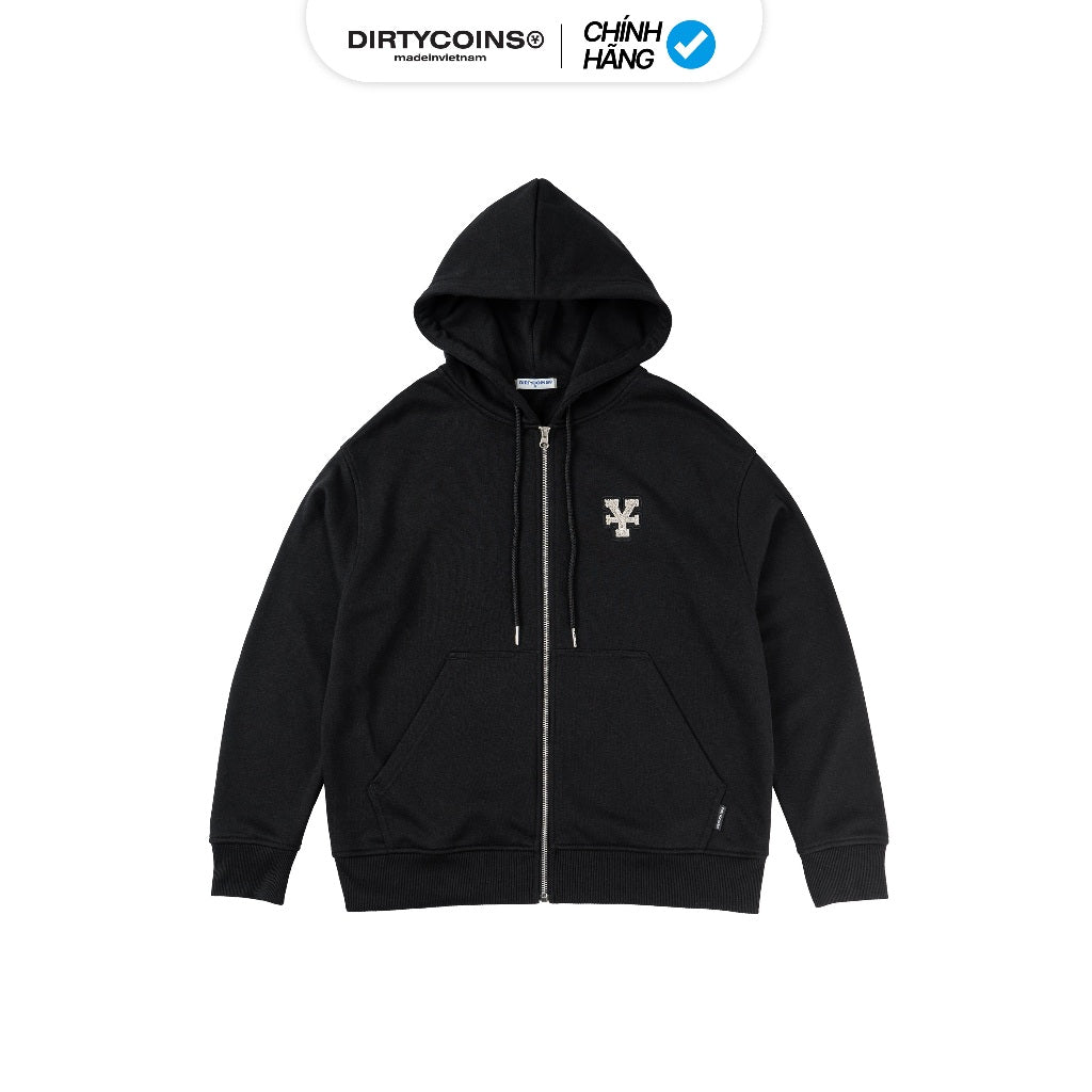 DirtyCoins Y Patch Zipped Hoodie - Black