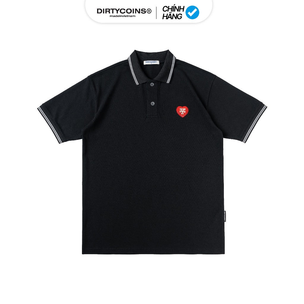 DirtyCoins Heart Patch Regular Polo T-Shirt