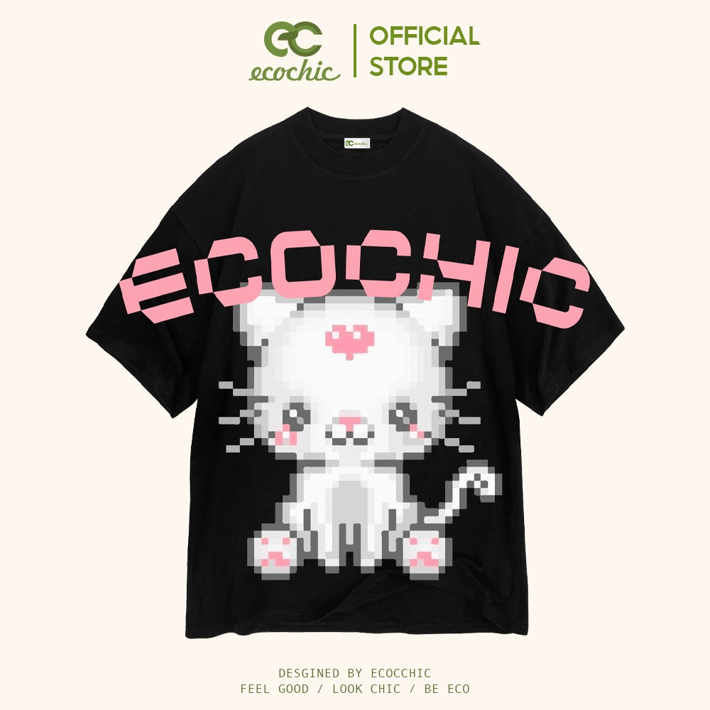 Áo Phông ECOCHIC PIXEL-CAT Tee Local Brand Chính Hãng Unisex Form Rộng Oversize Premium Cotton 100% F630