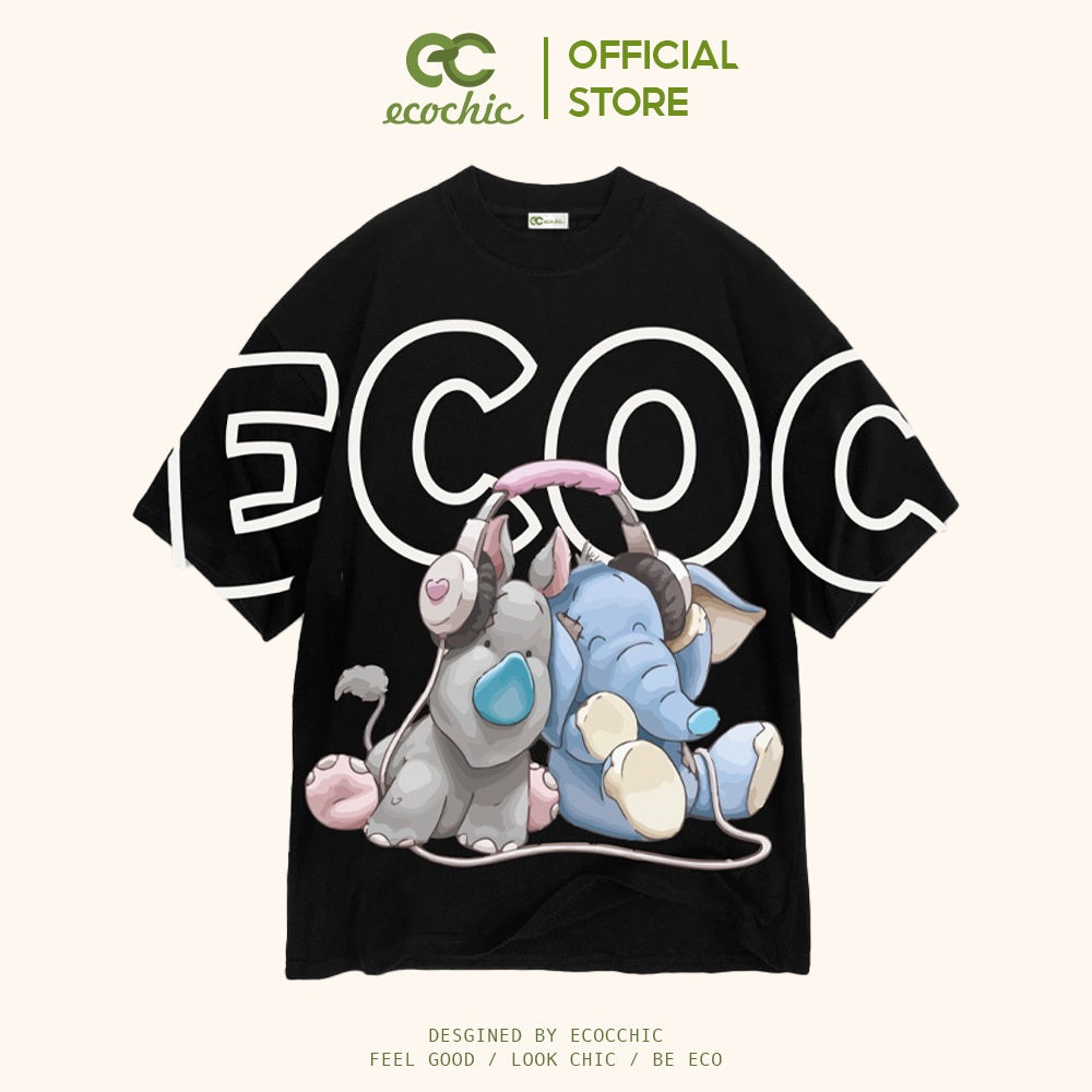 ECOCHIC BEAR ELEPHANT Tee Local Brand Authentic Unisex Oversize Premium Cotton 100% F746