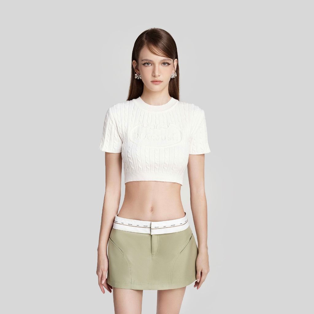 DEAR JOSÉ - Nami Chunky WHITE knit crop top