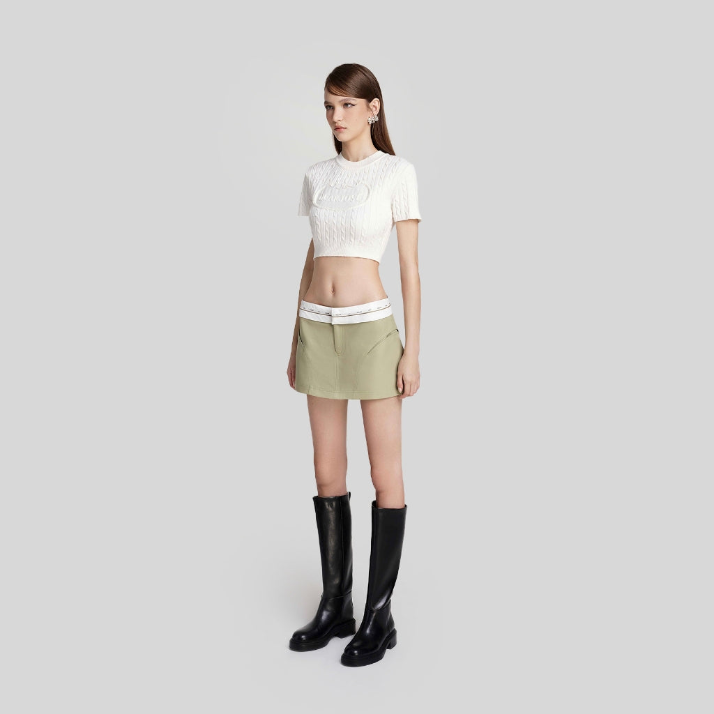 DEAR JOSÉ - Holy Grail short skirt and pants in olive green chino fabric