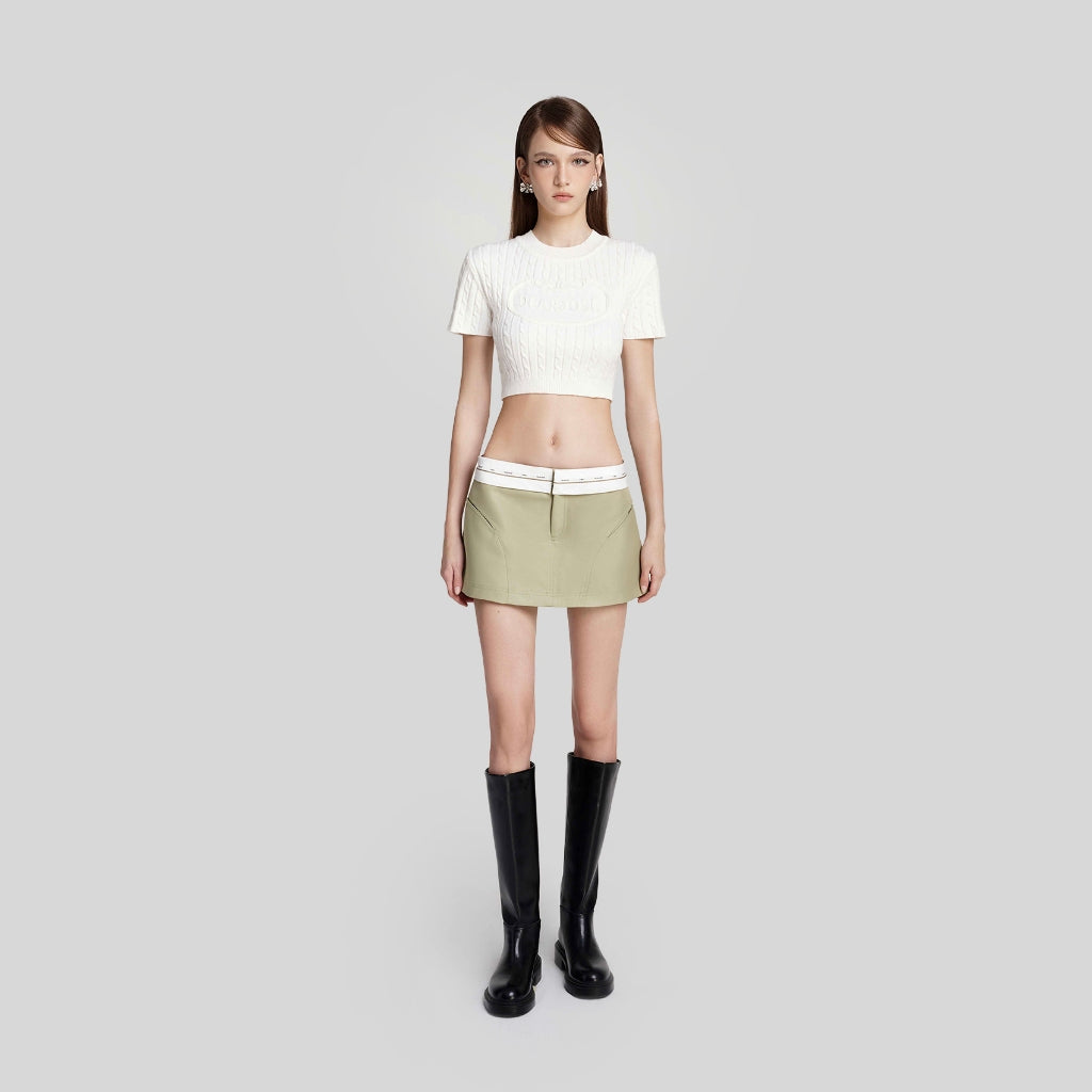 DEAR JOSÉ - Holy Grail short skirt and pants in olive green chino fabric