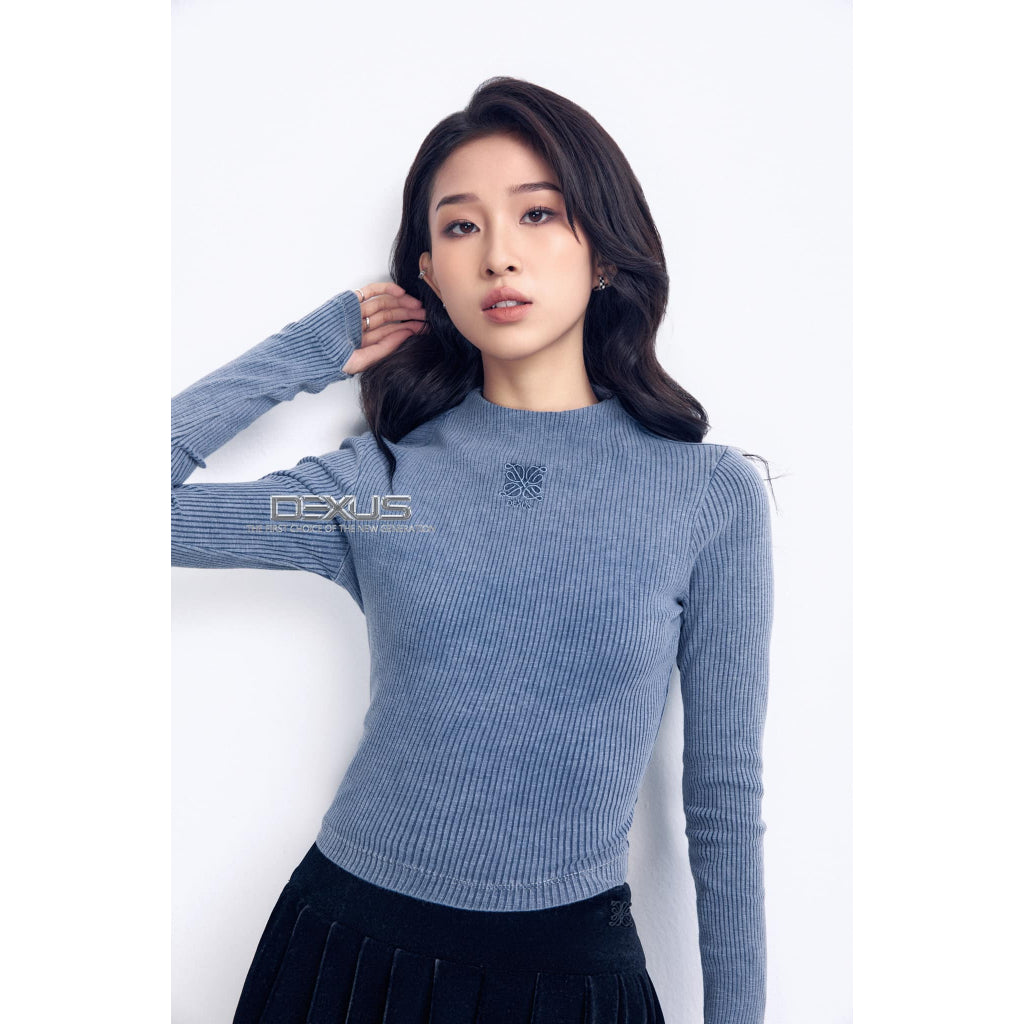 Women's long-sleeved bodysuit with logo embroidered color _DXA140012