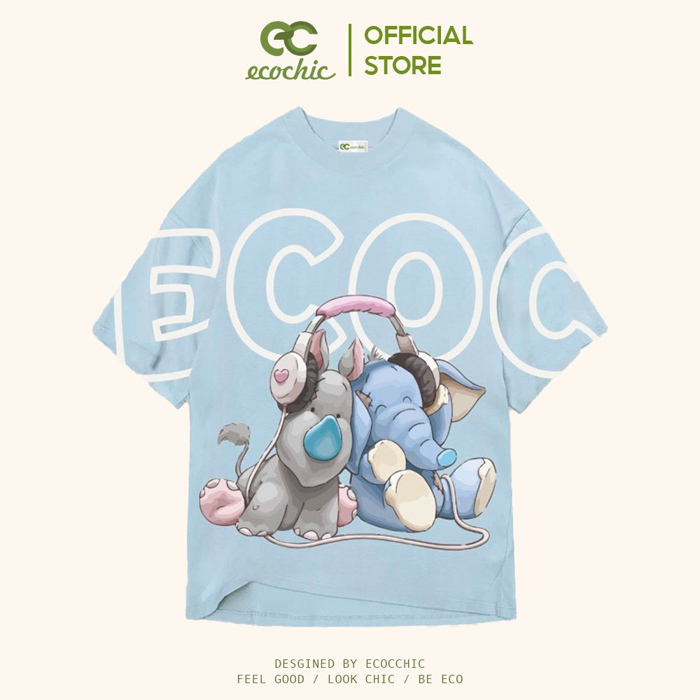 ECOCHIC BEAR ELEPHANT Tee Local Brand Authentic Unisex Oversize Premium Cotton 100% F746