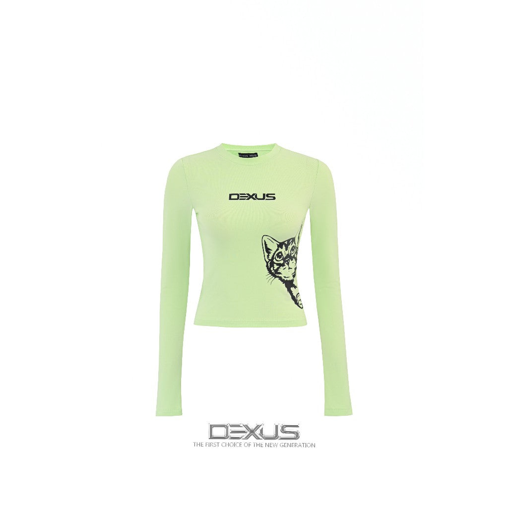 Women's Long-Sleeved Body T-Shirt FLYING CAT WITH DEXUS_DXA140204