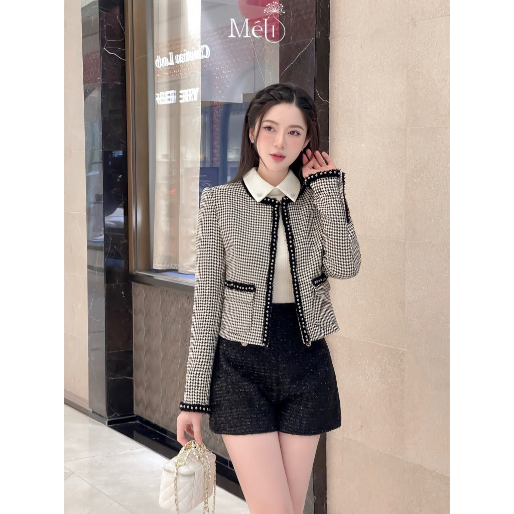 Cream black striped tex jacket - Material: cream black striped tex jacket, shape: straight with shoulder pads - Méli design