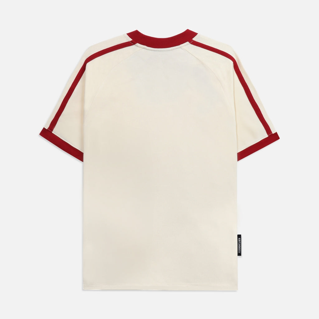 NEEDS OF WISDOM Line Boxy Raglan Tee - Cream/Red - Genuine Local Brand