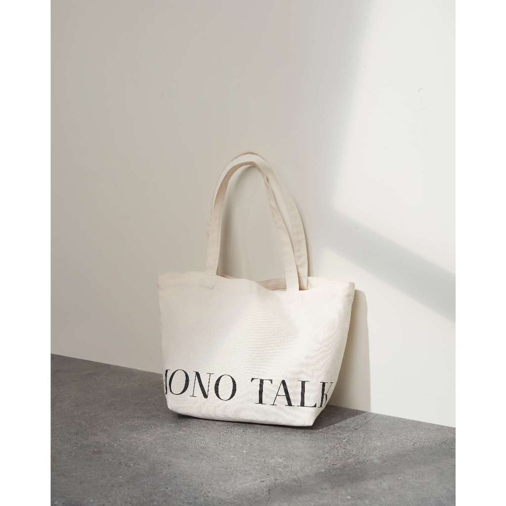 Túi Vải Canvas (màu trắng) MONO TALK chữ in Canvas Tote Bag P10003F