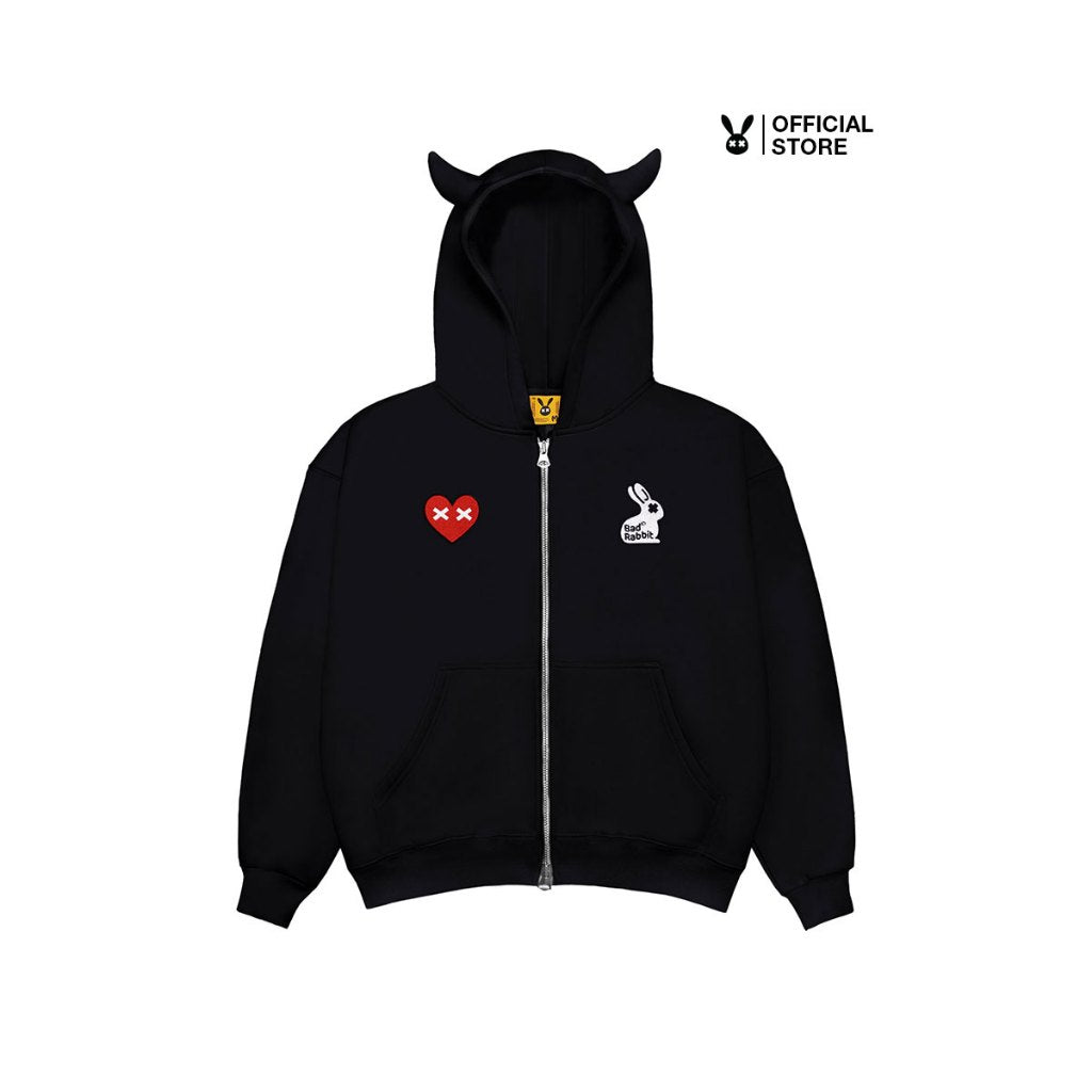 Bad Rabbit DEVIL RABBIT ZIP HOODIE BLACK Fleece Jacket - Genuine Local Brand