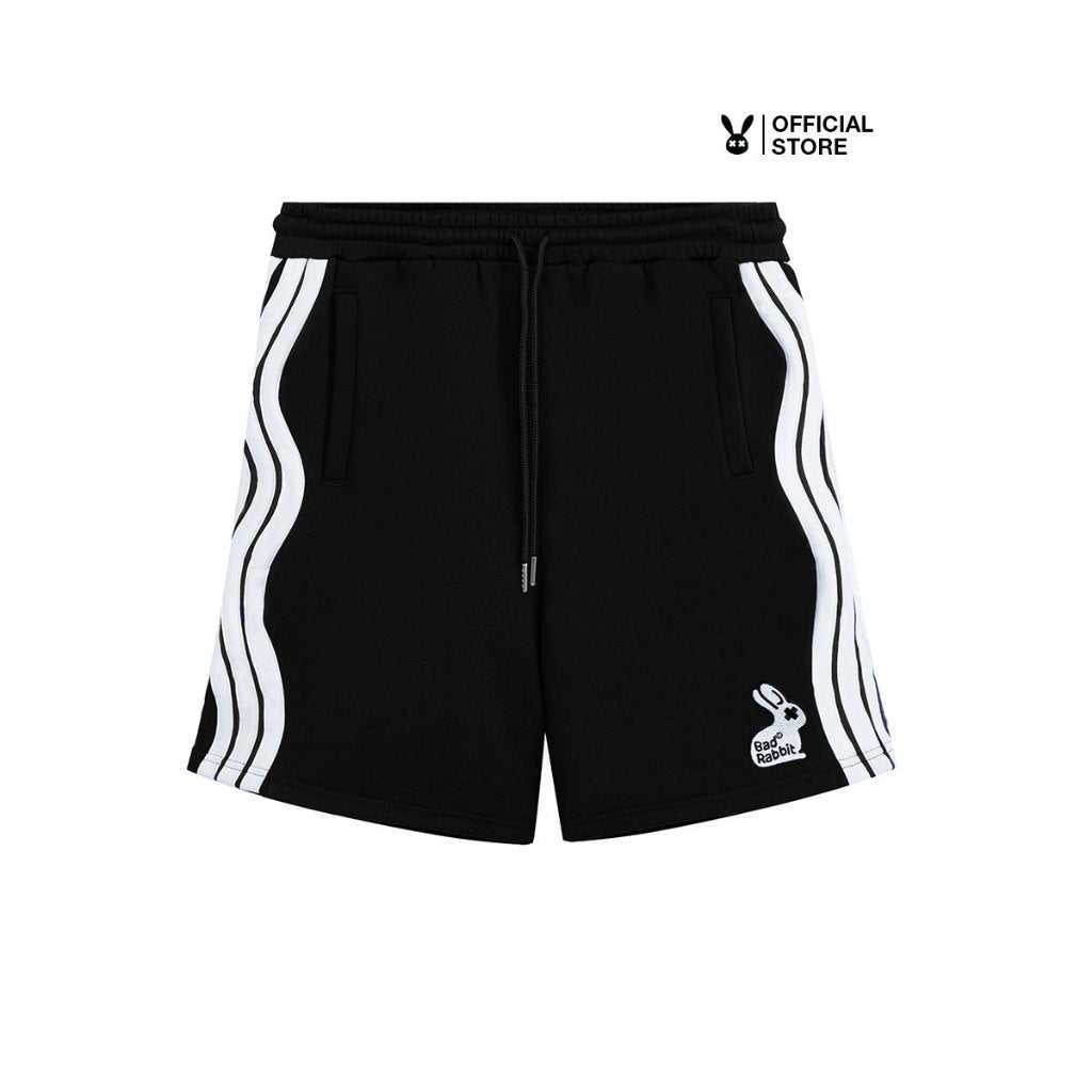 Quần Short Nỉ Bad Rabbit - WAVE RABBIT SHORT BLACK - Local Brand Chính Hãng