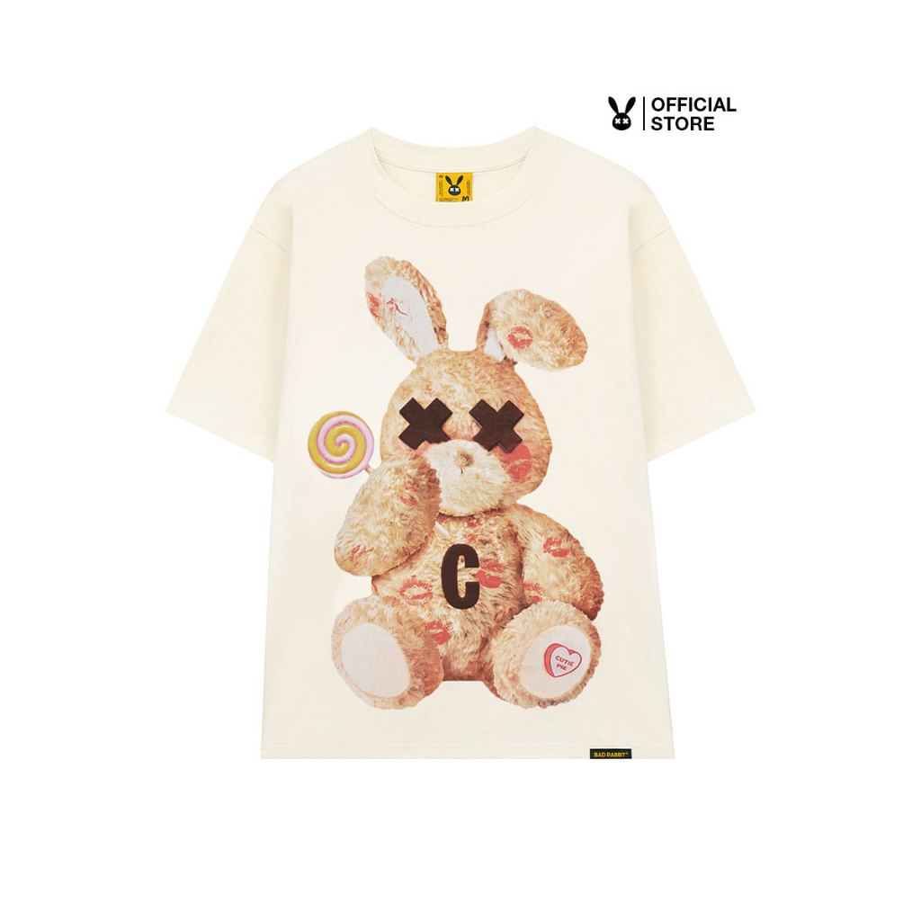 Áo Thun Unisex Bad Rabbit KISS ME RABBIT TEE CREAM 100% Cotton - Local Brand Chính Hãng