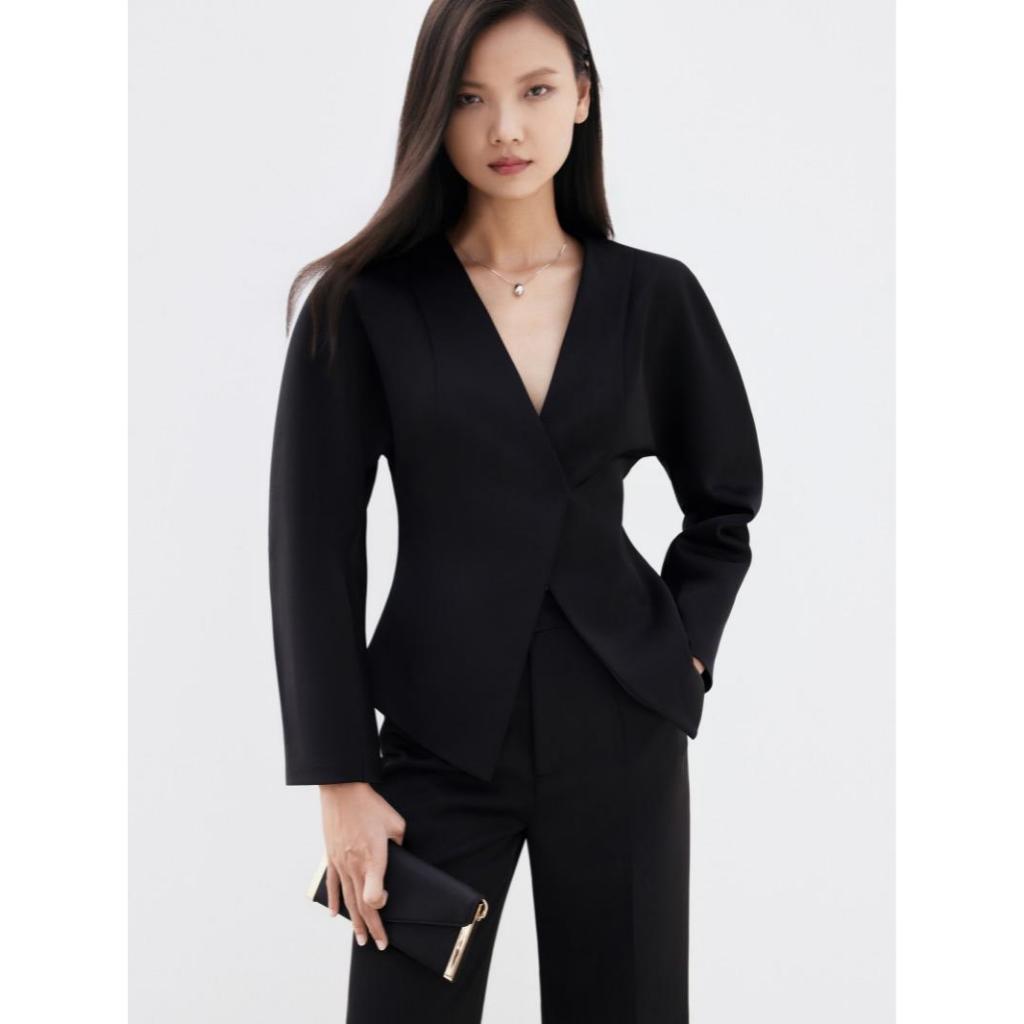 Tafta MONO TALK blazer with peplum puff sleeves, open waist V_MOF24S-T40001TK