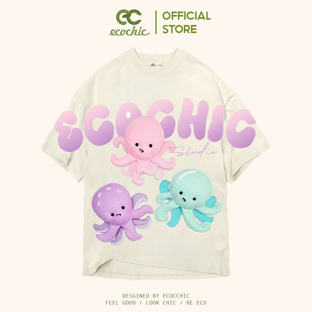 ECOCHIC OCTOPUS T-Shirt Tee Local Brand Genuine Unisex Loose Form Oversize Premium Cotton 100% F836 