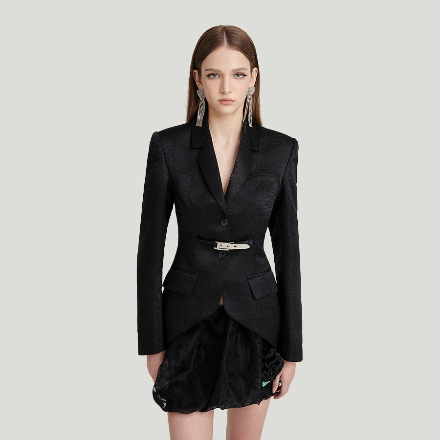 DEAR JOSÉ - BLACK BERRY blazer in black brocade fabric