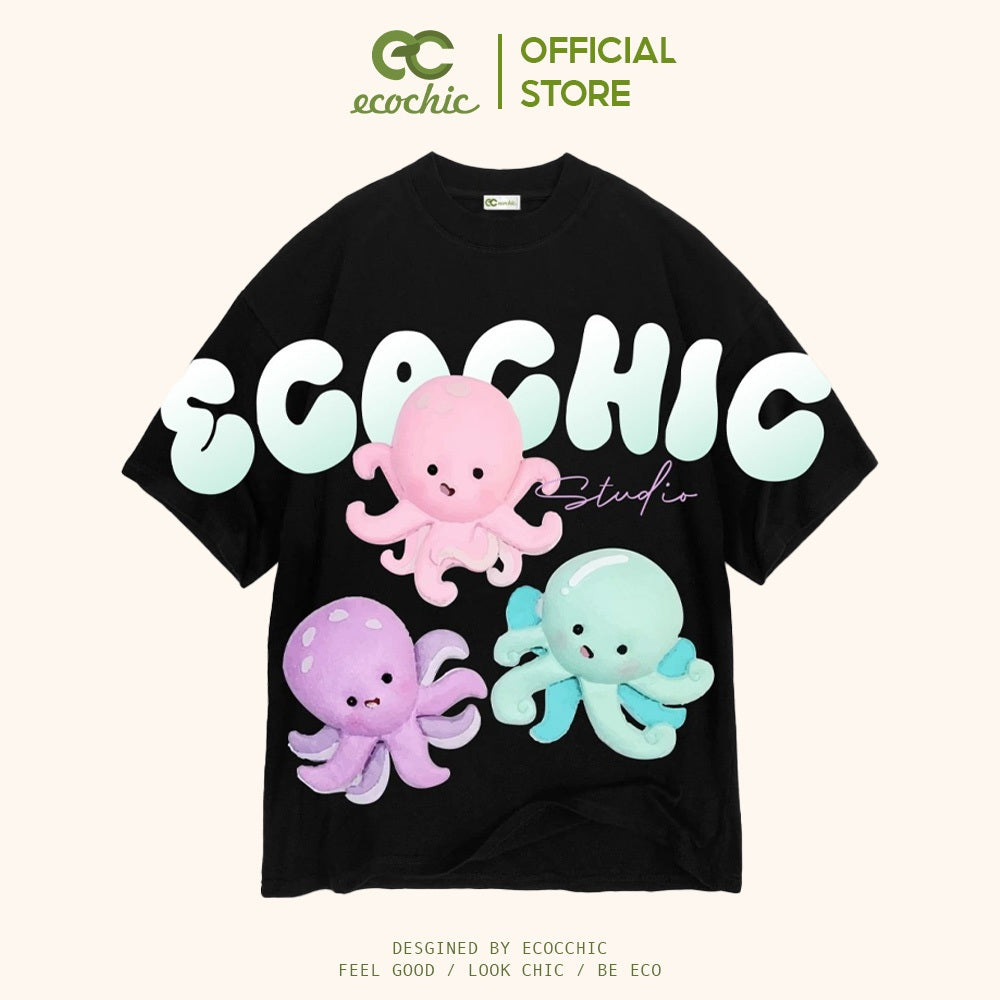 ECOCHIC OCTOPUS T-Shirt Tee Local Brand Genuine Unisex Loose Form Oversize Premium Cotton 100% F836 