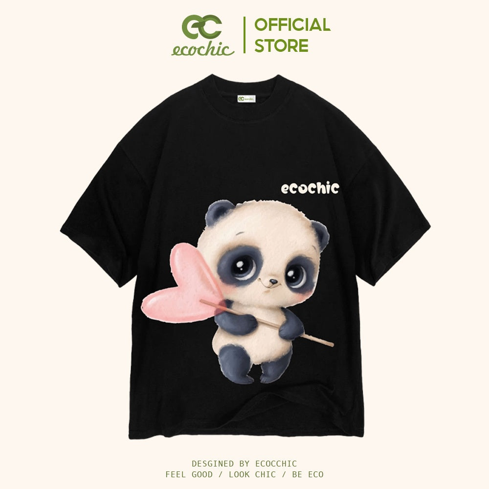 ECOCHIC PANDA LOVE T-Shirt Tee Local Brand Genuine Unisex Loose Form Oversize Premium Cotton 100% F853 