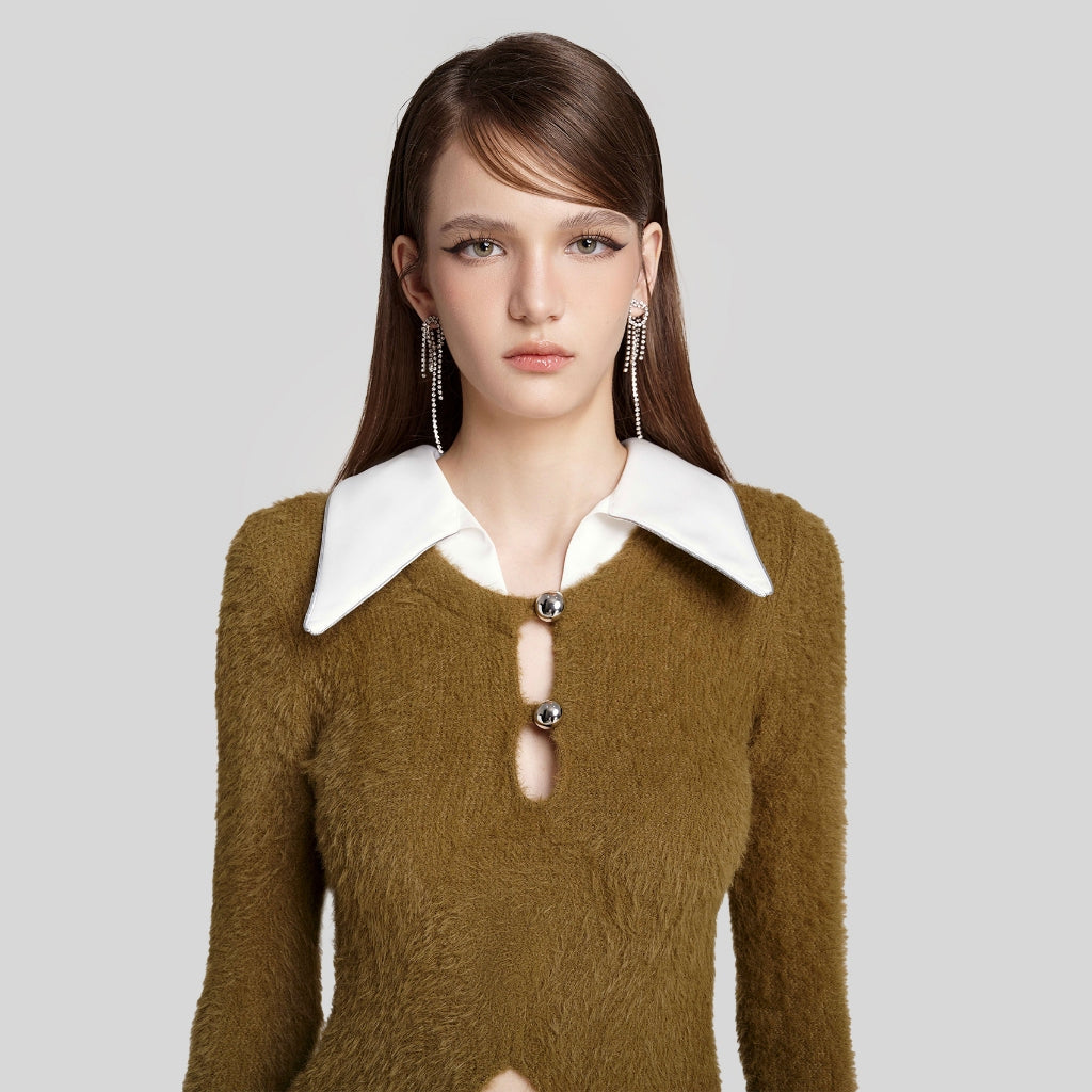 DEAR JOSÉ - Aurora cardigan in GREEN rabbit fur fabric