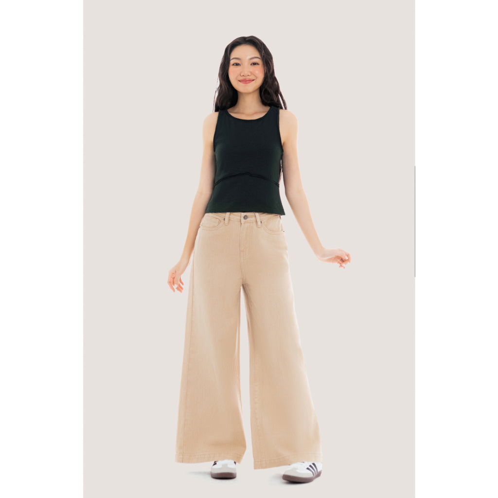 LIBÉ WORKSHOP - Beige wide leg jeans