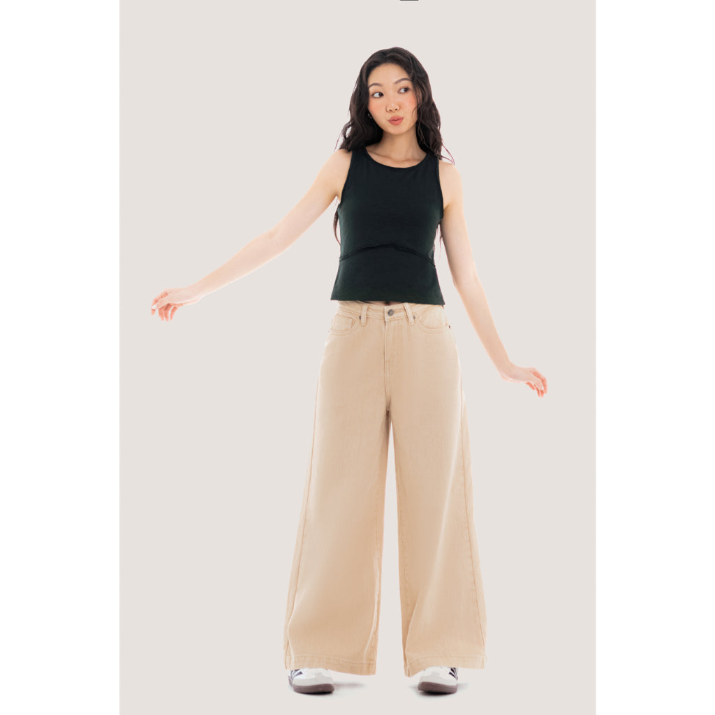 LIBÉ WORKSHOP - Beige wide leg jeans