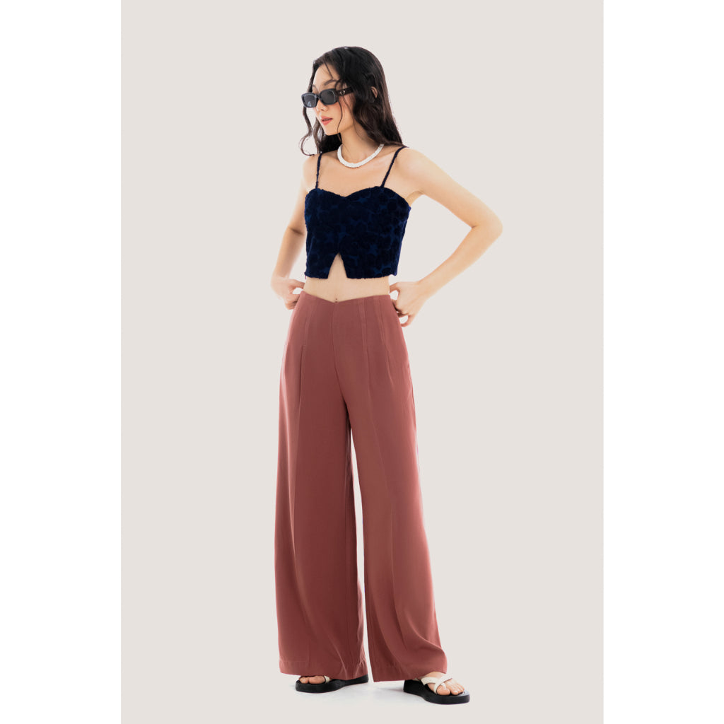 LIBÉ WORKSHOP - Brown straight pleated trousers