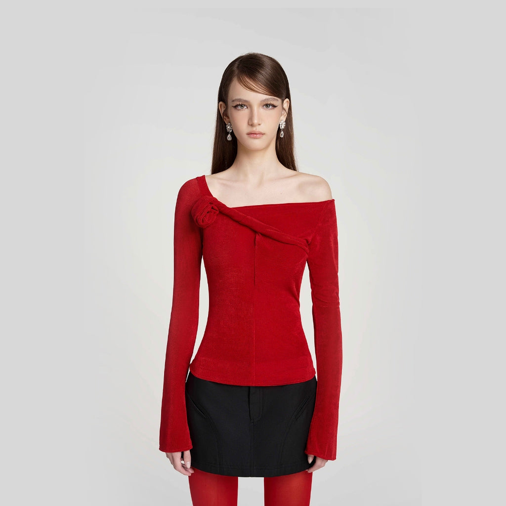 DEAR JOSÉ - Ling Ling off-the-shoulder dress in red SPANDEX fabric