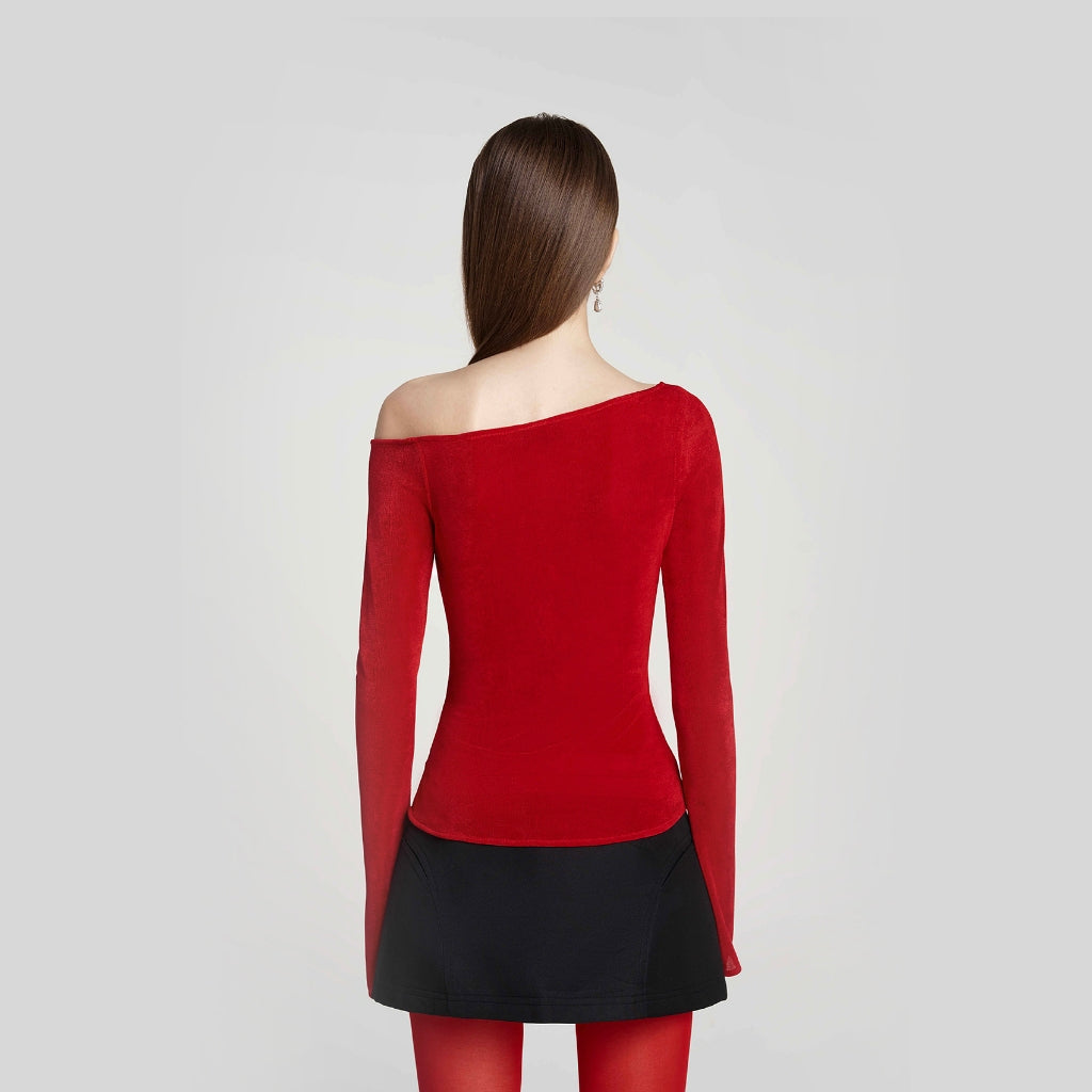 DEAR JOSÉ - Ling Ling off-the-shoulder dress in red SPANDEX fabric