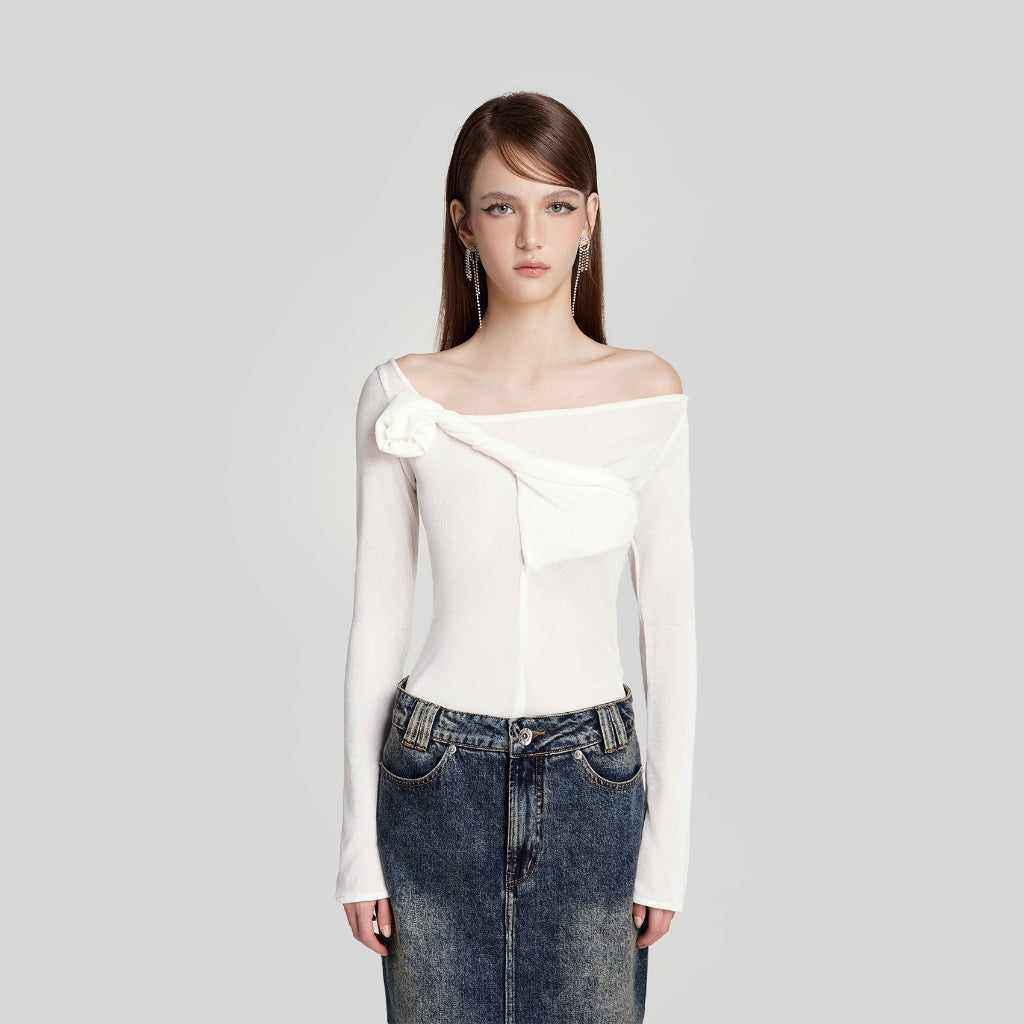 DEAR JOSÉ - Ling Ling off-the-shoulder shirt in white SPANDEX fabric